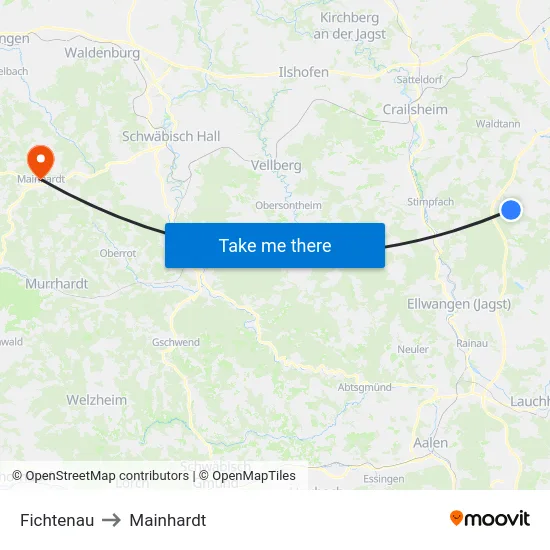 Fichtenau to Mainhardt map