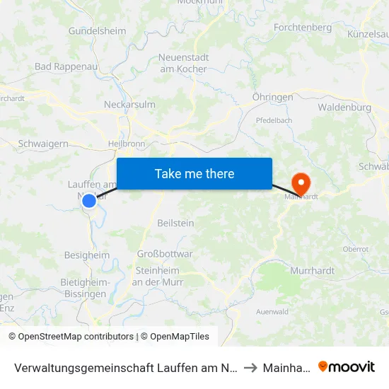 Verwaltungsgemeinschaft Lauffen am Neckar to Mainhardt map