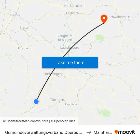 Gemeindeverwaltungsverband Oberes Gäu to Mainhardt map