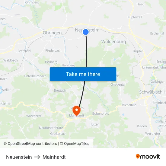 Neuenstein to Mainhardt map