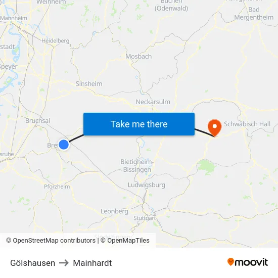 Gölshausen to Mainhardt map