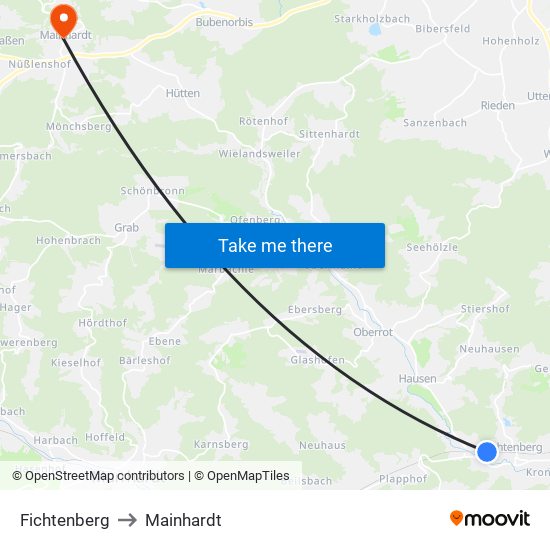 Fichtenberg to Mainhardt map