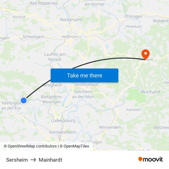 Sersheim to Mainhardt map