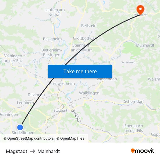 Magstadt to Mainhardt map