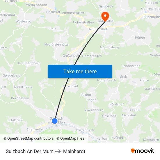 Sulzbach An Der Murr to Mainhardt map