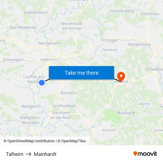 Talheim to Mainhardt map