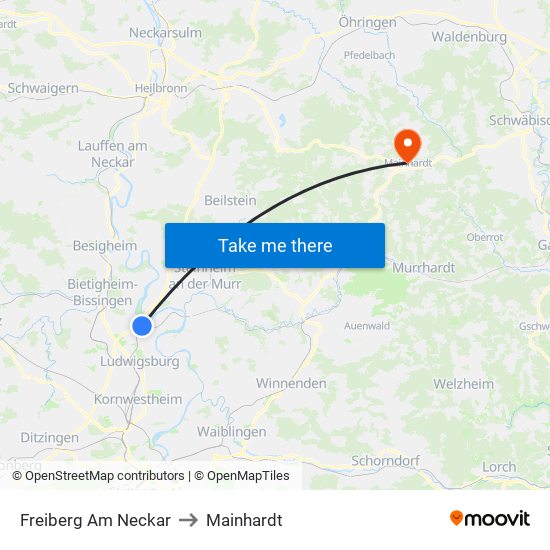 Freiberg Am Neckar to Mainhardt map