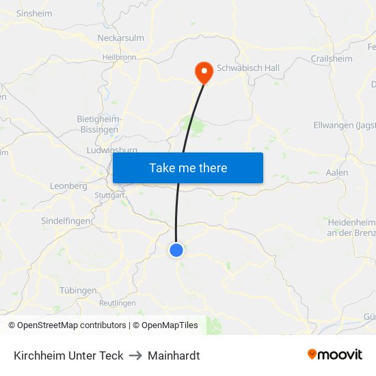 Kirchheim Unter Teck to Mainhardt map