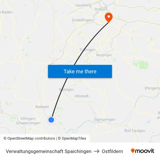 Verwaltungsgemeinschaft Spaichingen to Ostfildern map