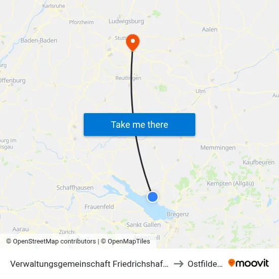 Verwaltungsgemeinschaft Friedrichshafen to Ostfildern map