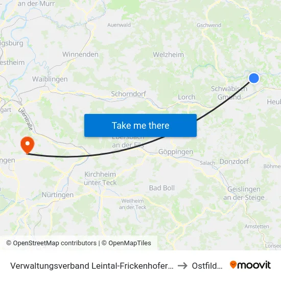 Verwaltungsverband Leintal-Frickenhofer Höhe to Ostfildern map