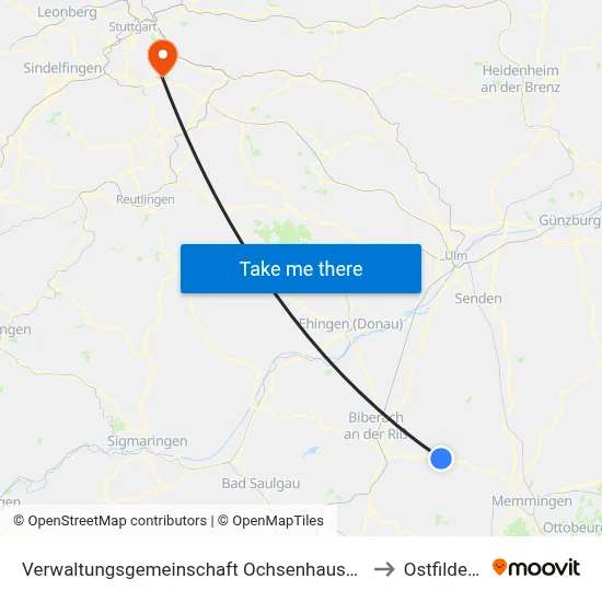 Verwaltungsgemeinschaft Ochsenhausen to Ostfildern map