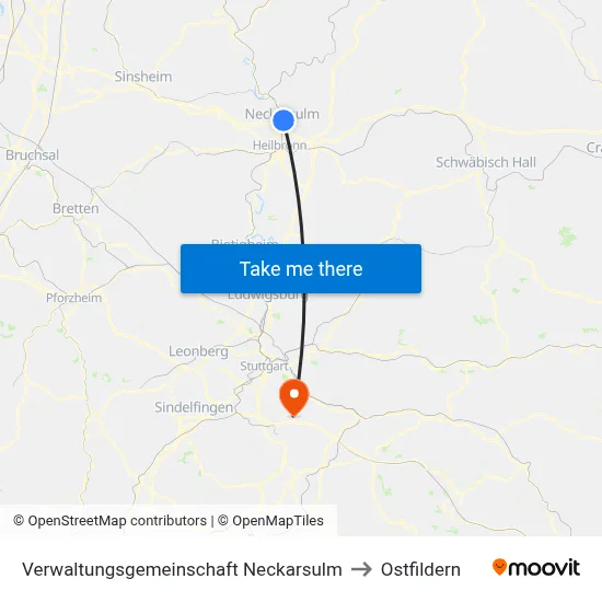 Verwaltungsgemeinschaft Neckarsulm to Ostfildern map