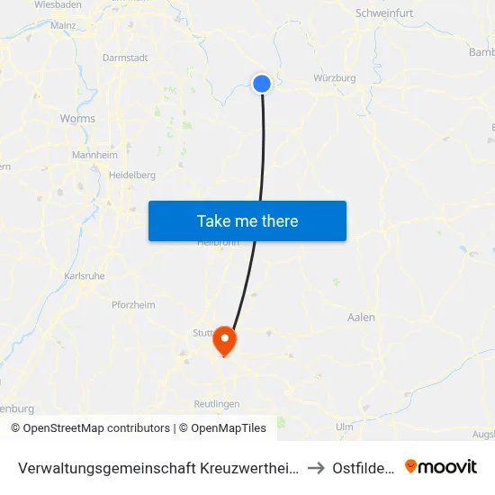 Verwaltungsgemeinschaft Kreuzwertheim to Ostfildern map
