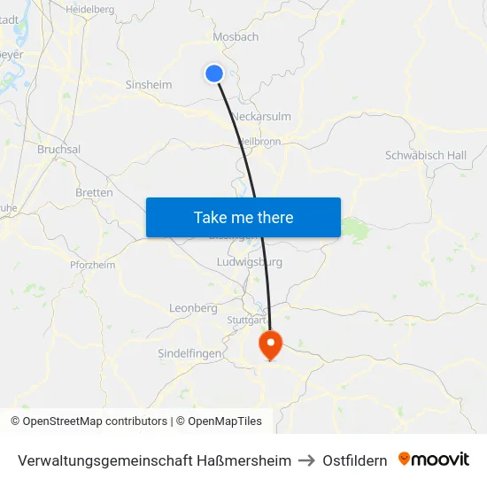 Verwaltungsgemeinschaft Haßmersheim to Ostfildern map