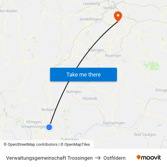 Verwaltungsgemeinschaft Trossingen to Ostfildern map