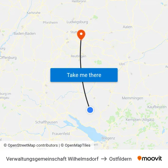 Verwaltungsgemeinschaft Wilhelmsdorf to Ostfildern map