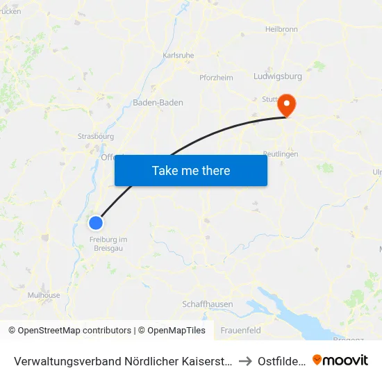 Verwaltungsverband Nördlicher Kaiserstuhl to Ostfildern map