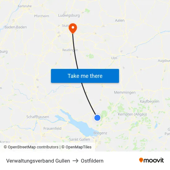 Verwaltungsverband Gullen to Ostfildern map