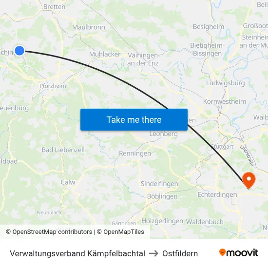 Verwaltungsverband Kämpfelbachtal to Ostfildern map