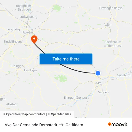 Vvg Der Gemeinde Dornstadt to Ostfildern map