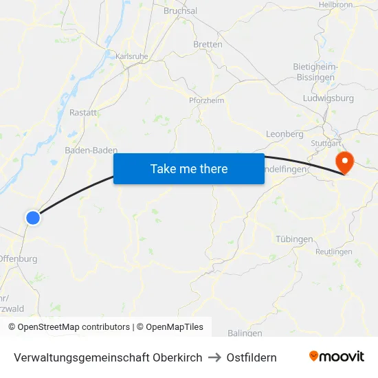 Verwaltungsgemeinschaft Oberkirch to Ostfildern map