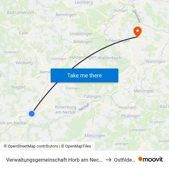Verwaltungsgemeinschaft Horb am Neckar to Ostfildern map