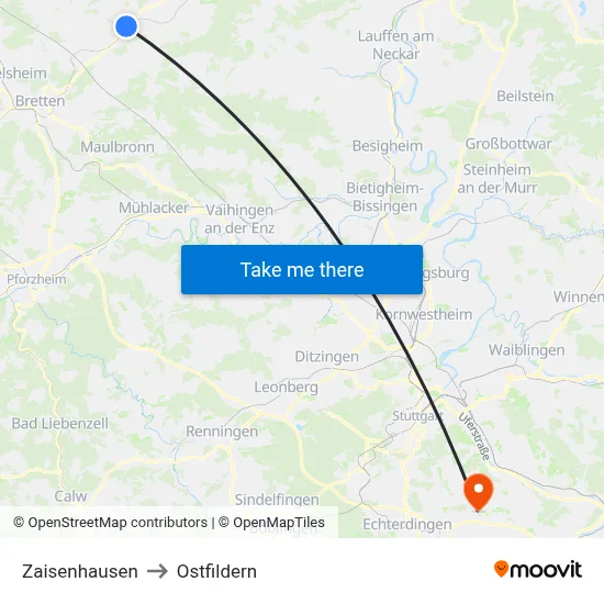 Zaisenhausen to Ostfildern map