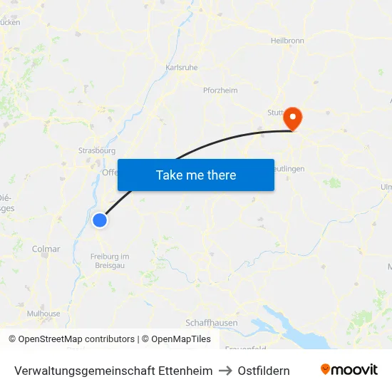 Verwaltungsgemeinschaft Ettenheim to Ostfildern map