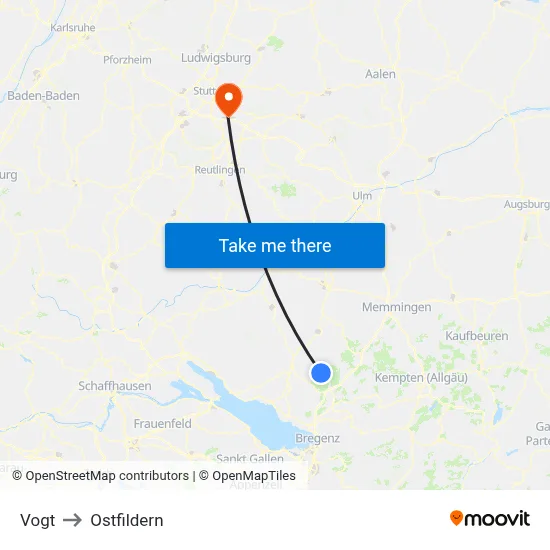 Vogt to Ostfildern map