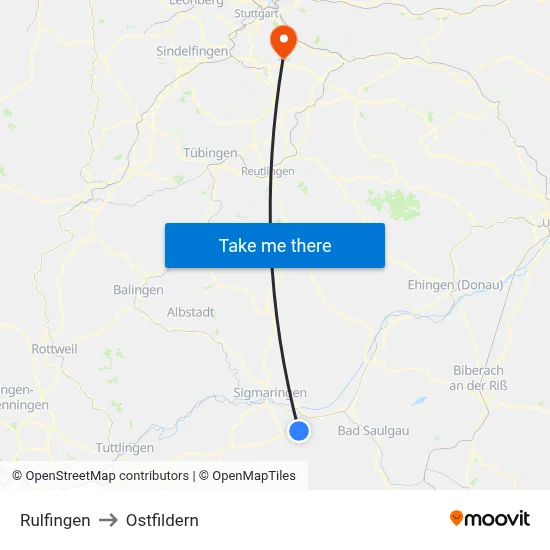 Rulfingen to Ostfildern map
