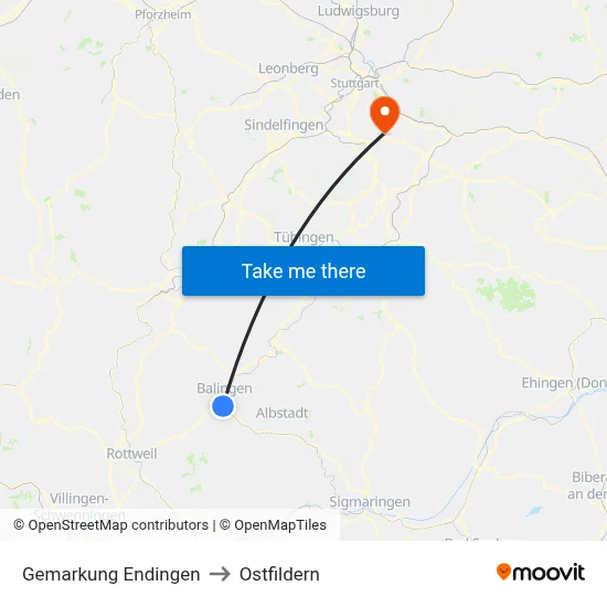 Gemarkung Endingen to Ostfildern map