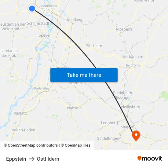 Eppstein to Ostfildern map