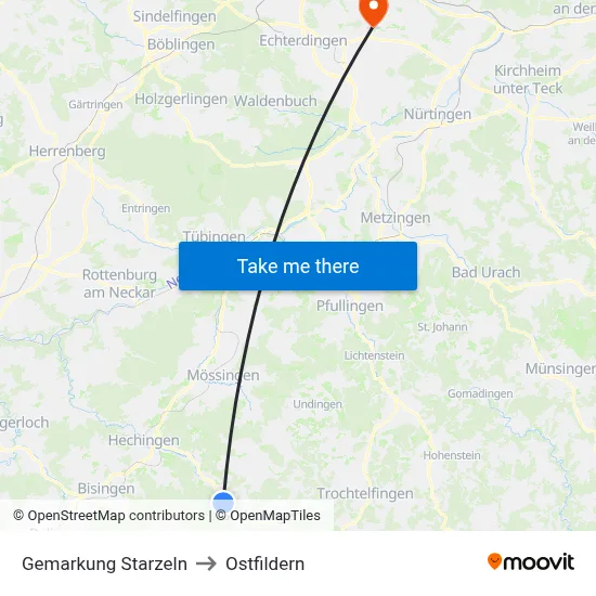 Gemarkung Starzeln to Ostfildern map