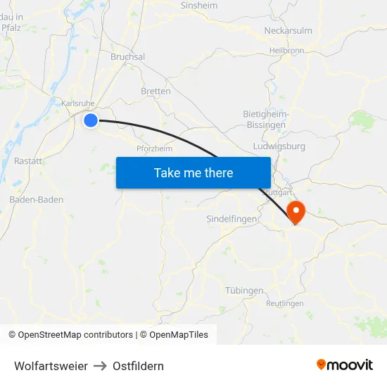 Wolfartsweier to Ostfildern map