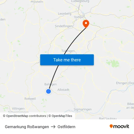 Gemarkung Roßwangen to Ostfildern map