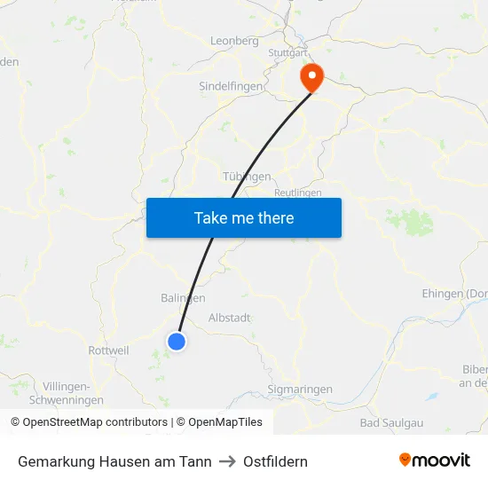 Gemarkung Hausen am Tann to Ostfildern map