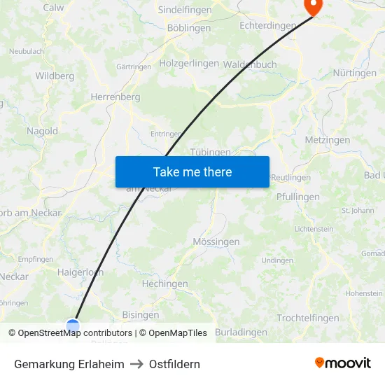 Gemarkung Erlaheim to Ostfildern map