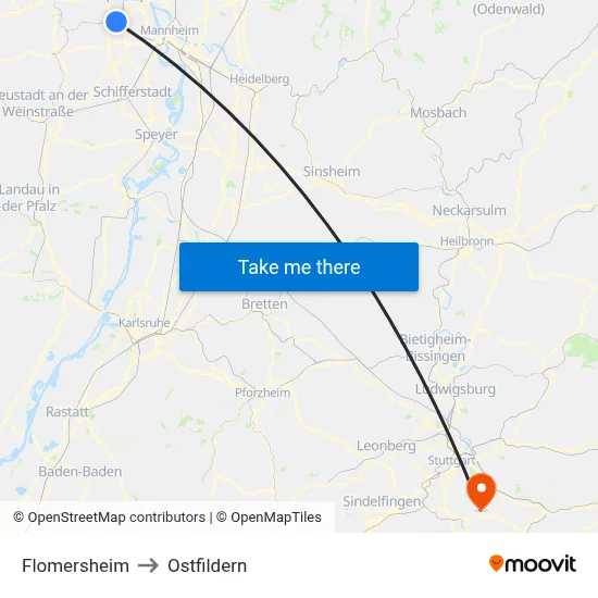 Flomersheim to Ostfildern map