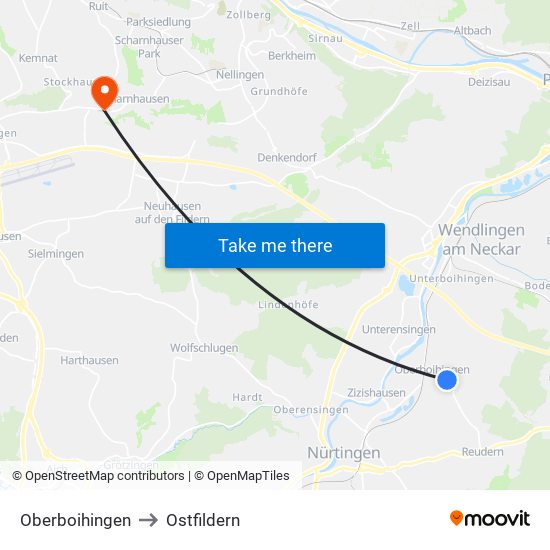 Oberboihingen to Ostfildern map