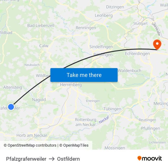 Pfalzgrafenweiler to Ostfildern map