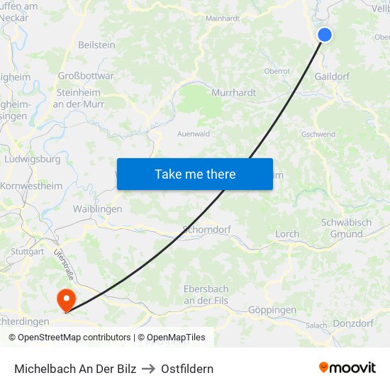 Michelbach An Der Bilz to Ostfildern map