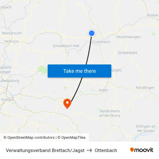Verwaltungsverband Brettach/Jagst to Ottenbach map