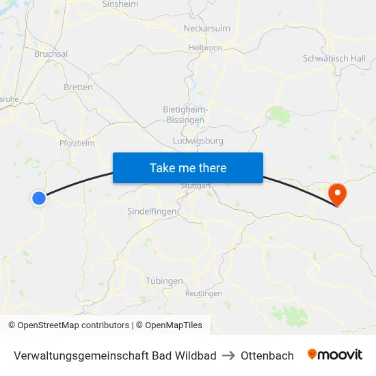 Verwaltungsgemeinschaft Bad Wildbad to Ottenbach map