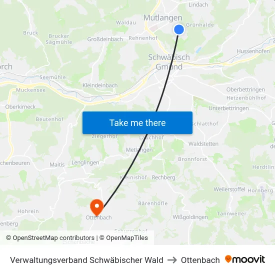 Verwaltungsverband Schwäbischer Wald to Ottenbach map