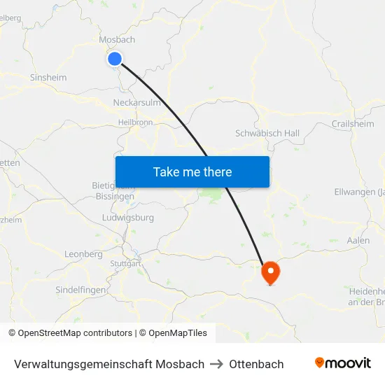 Verwaltungsgemeinschaft Mosbach to Ottenbach map