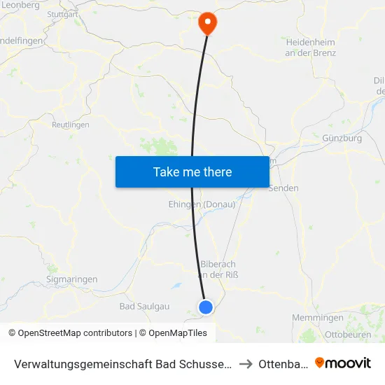 Verwaltungsgemeinschaft Bad Schussenried to Ottenbach map
