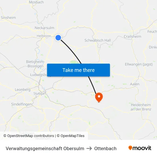 Verwaltungsgemeinschaft Obersulm to Ottenbach map