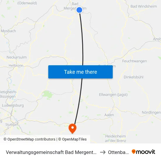 Verwaltungsgemeinschaft Bad Mergentheim to Ottenbach map