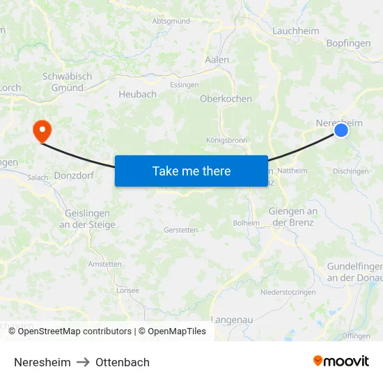 Neresheim to Ottenbach map